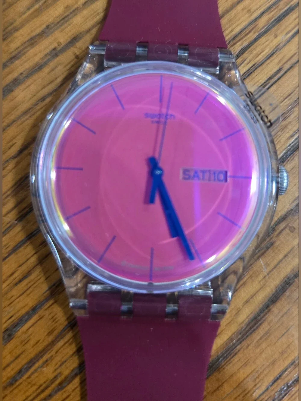 NWT In Box Swatch Polared SUOK717  with Pink Dial And New Guard NEW GENT
